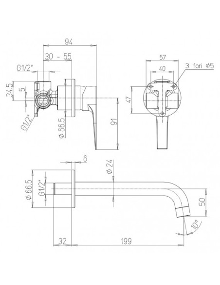 Miscelatore Lavabo a Parete | Jacuzzi Rubinetteria Moonlight