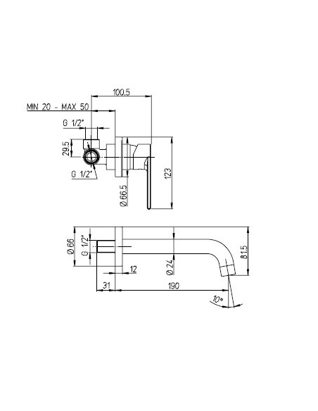 Miscelatore Lavabo a Parete | Jacuzzi Rubinetteria Twilight