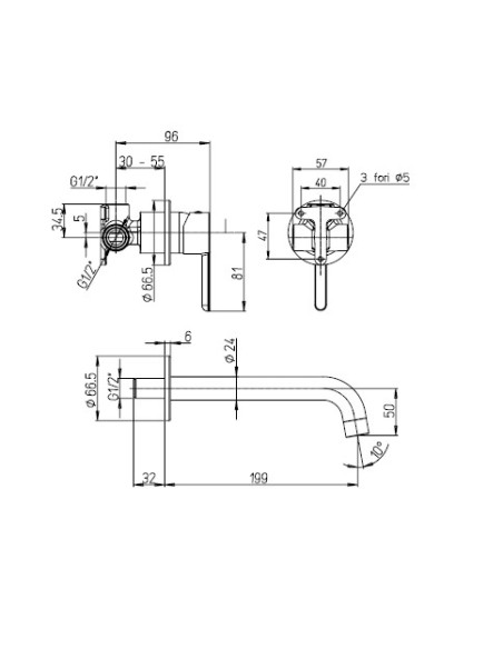 Miscelatore Lavabo a Parete | Jacuzzi Rubinetteria Sunset