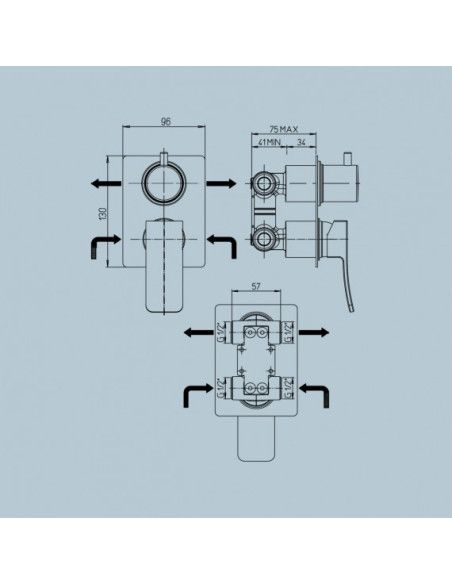 Miscelatore Doccia Incasso Due Uscite |  Jacuzzi Rubinetteria Tank