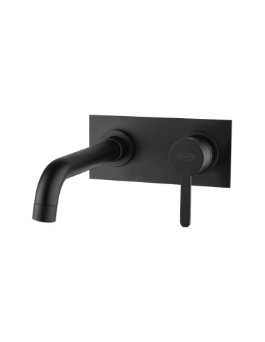 Miscelatore Lavabo a Parete con Piastra Nero Opaco | Jacuzzi Rubinetteria Sunset Yo
