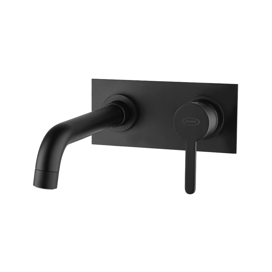 Miscelatore Lavabo a Parete con Piastra Nero Opaco | Jacuzzi Rubinetteria Sunset Yo