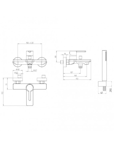 Miscelatore Vasca Esterno con Duplex Nero Opaco | Jacuzzi Rubinetteria Sunset Yo