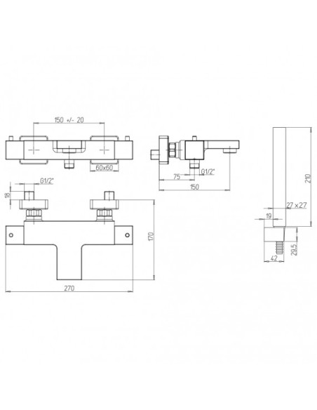 Miscelatore Termostatico Vasca Esterno con Duplex Nero Opaco | Jacuzzi Rubinetteria Twinkle Yo