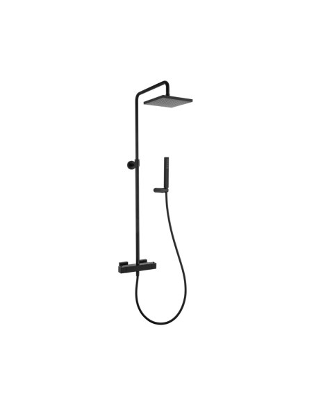 Colonna Doccia con Miscelatore Termostatico Soffione 20x20 Nero Opaco | Jacuzzi Rubinetteria Twinkle Yo