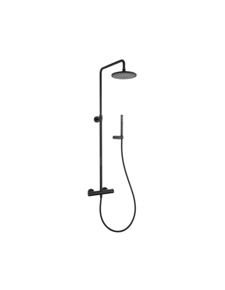 Colonna Doccia con Miscelatore Termostatico Soffione ø 20 cm Nero Opaco | Jacuzzi Rubinetteria  Lumos Yo