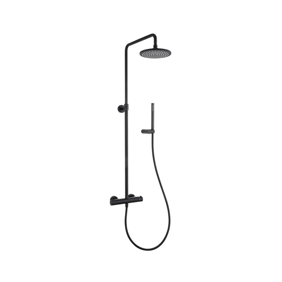 Colonna Doccia con Miscelatore Termostatico Soffione ø 20 cm Nero Opaco | Jacuzzi Rubinetteria  Lumos Yo
