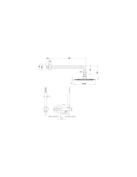 Kit Doccia Tondo ø 20 cm con Braccio e Duplex Nero Opaco | Jacuzzi Rubinetteria Sunset Yo