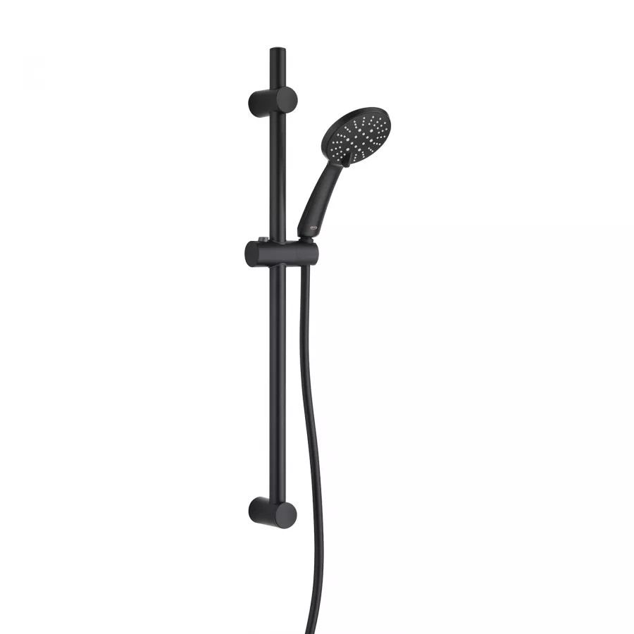 Set Saliscendi Doccia con Portasapone 3 Getti Nero Opaco | Jacuzzi Rubinetteria Zeus Yo
