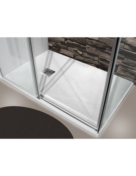 Piatto Doccia 70x140 Effetto Pietra Antiscivolo Bianco H 2,8 | Mammoliti Grivola Piatti Doccia Rettangolari