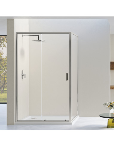 Porta Doccia da 100 cm In Cristallo Temperato 6 mm Trasparente 190h cm I New Fast Nicchia