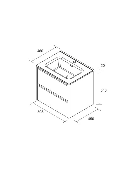 Mobile da Bagno Sospeso 60 cm Lavabo e Specchio Inclusi Bianco Lucido | Salgar Noja Mobili Sospesi