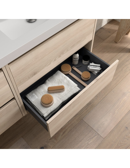 Mobile da Bagno Sospeso 60 cm Lavabo e Specchio Inclusi Natural | Salgar Noja Mobili Sospesi