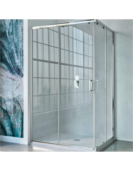Box Doccia Angolare 2 lati Scorrevole 70x90 cm in Cristallo Temperato 6 mm Trasparente 190h cm | New Fast Angolare