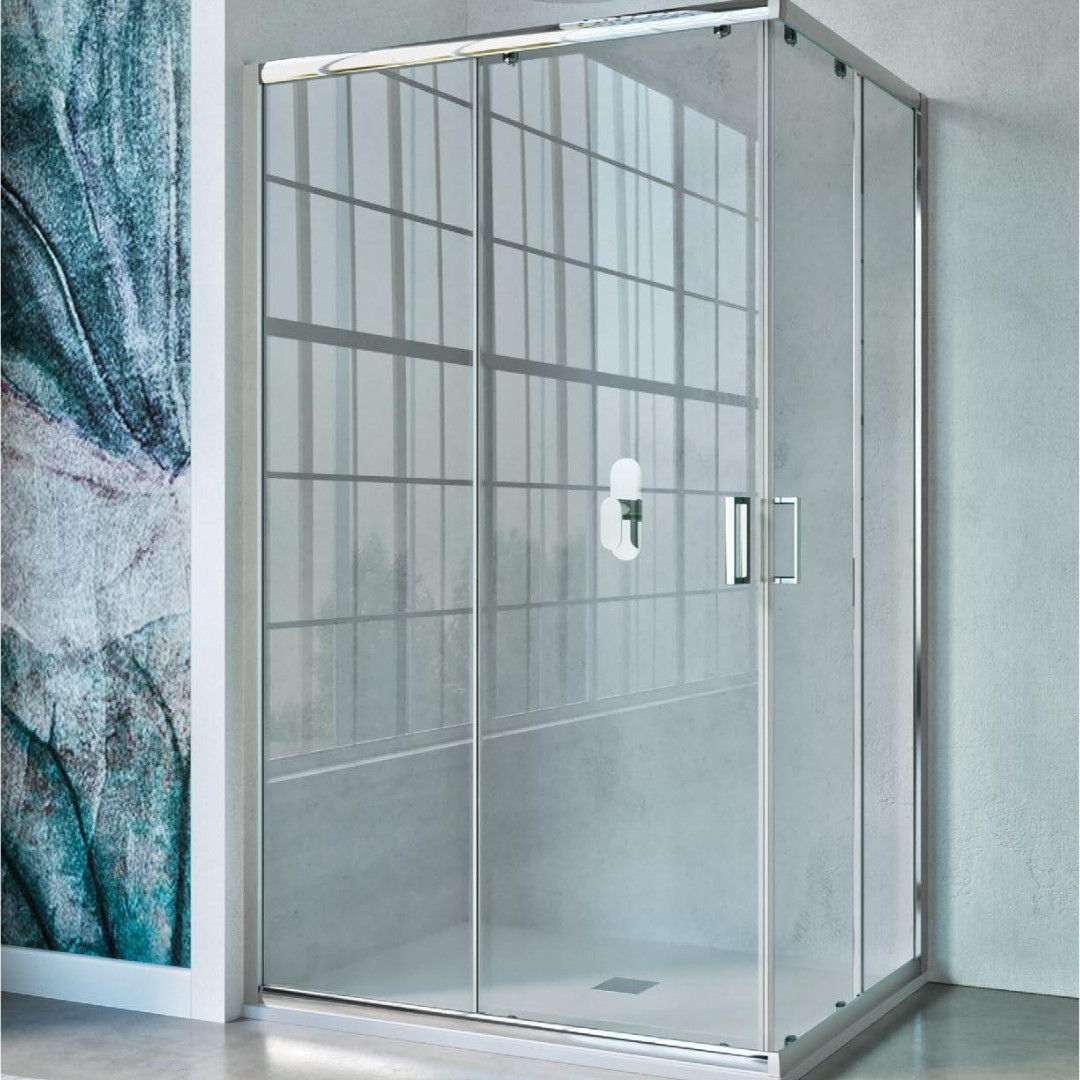 Box Doccia Angolare 2 lati Scorrevole 70x90 cm in Cristallo Temperato 6 mm Trasparente 190h cm | New Fast