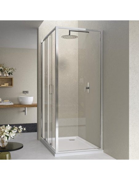Box Doccia 3 Lati 70x110x70 cm con Porta Scorrevole e Cristallo Temperato 6 mm Trasparente 190h cm | Weiss Stern Tre Lati