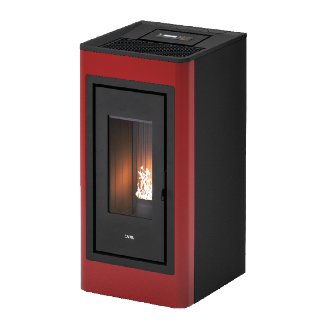 Stufa a Pellet Ventilata Canalizzata Wi-Fi Rosso | Cadel Kobe 11 Air Plus