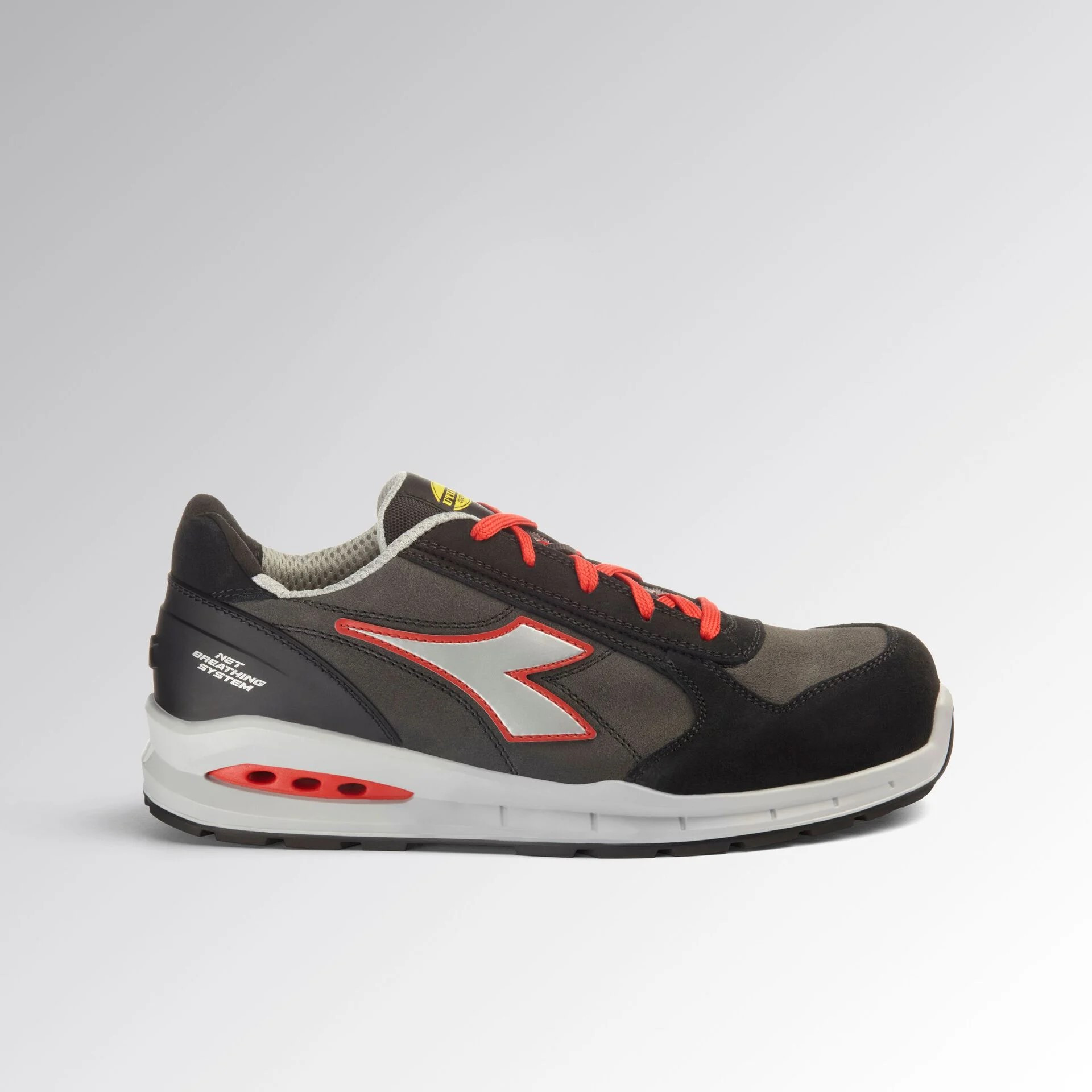 Scarpa Antinfortunistica S3S Grigio Asfalto/Rosso | Diadora Run Net Airbox Low