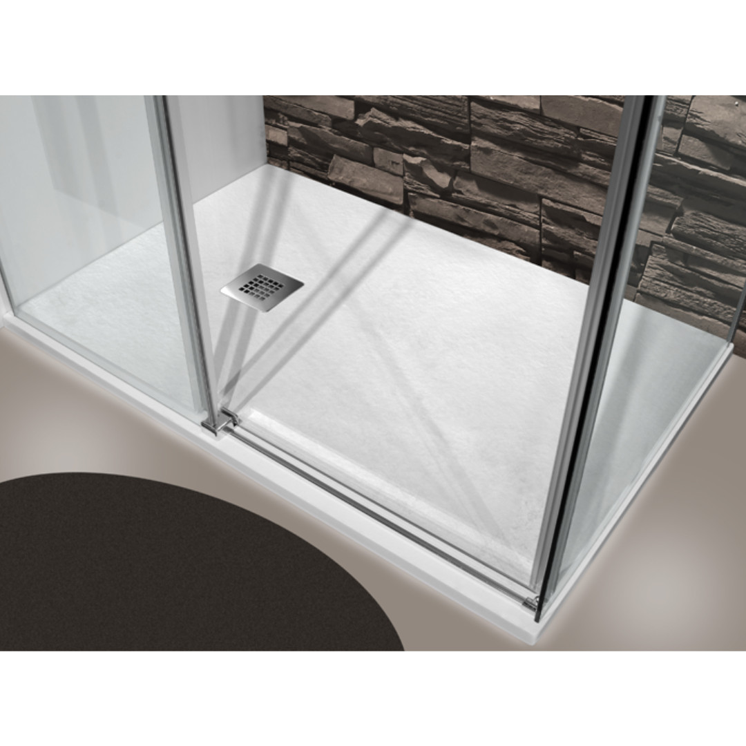 Piatto Doccia 80x180 Effetto Pietra Antiscivolo Bianco H 2,8 | Mammoliti Grivola