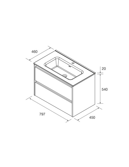 Mobile da Bagno Sospeso 80 cm Lavabo e Specchio Inclusi Noce Maya | Salgar Noja Mobili Sospesi
