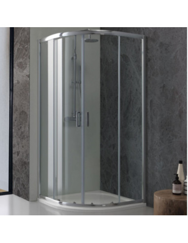 Box Doccia Circolare Scorrevole 80x80 cm in Cristallo Temperato 6 mm Trasparente 190h | New Vertigo Semicircolare