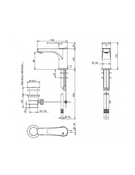 Miscelatore Lavabo con Scarico |  Bongio Pi 7