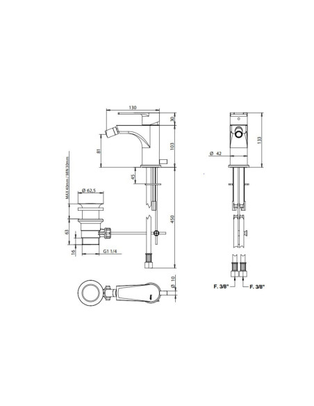 Miscelatore Bidet con Scarico | Bongio Pi 7