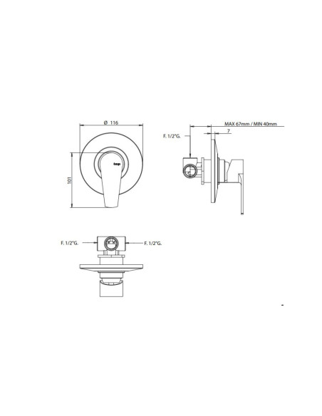 Miscelatore Doccia Incasso | Bongio Pi 7