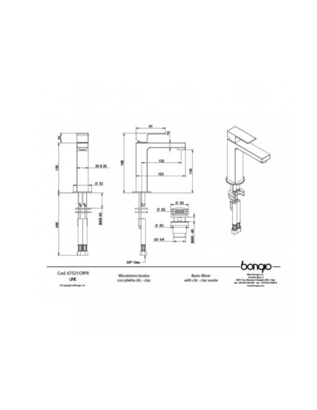Miscelatore Lavabo con Scarico |  Bongio Line