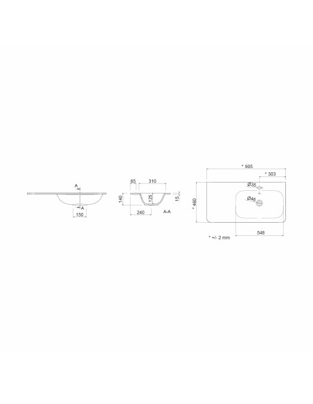 Mobile da Bagno Sospeso 90 cm con Piedini - Lavabo e Specchio Inclusi Cromo Blue Fog | Uniiq