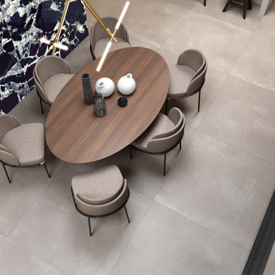 Pavimento Gres Porcellanato Rettificato Effetto Cemento 80x80 cm | Abk Lab325 Base Ash