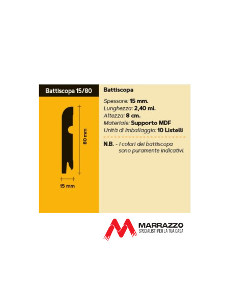Battiscopa Mdf Noce Scuro Spessore 15 mm x 8 cm x 240 cm