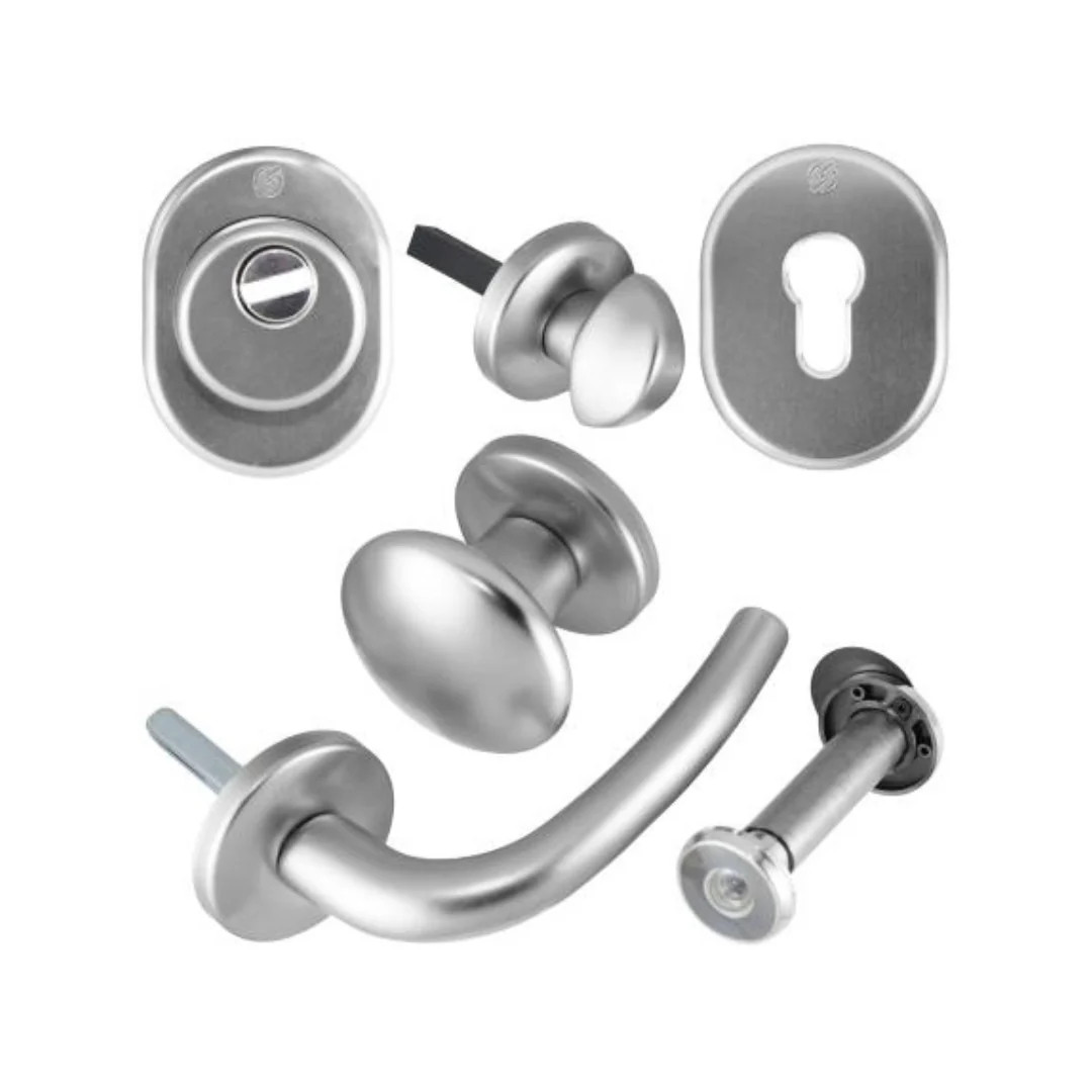 Kit Tondo per Porta Blindata con Defender Ø46 mm Alluminio Argento