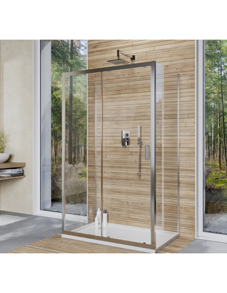 Box Doccia 3 Lati 70x120x70 cm con Porta Scorrevole e Cristallo Temperato 6 mm Trasparente 190h cm | Weiss Stern Tre Lati