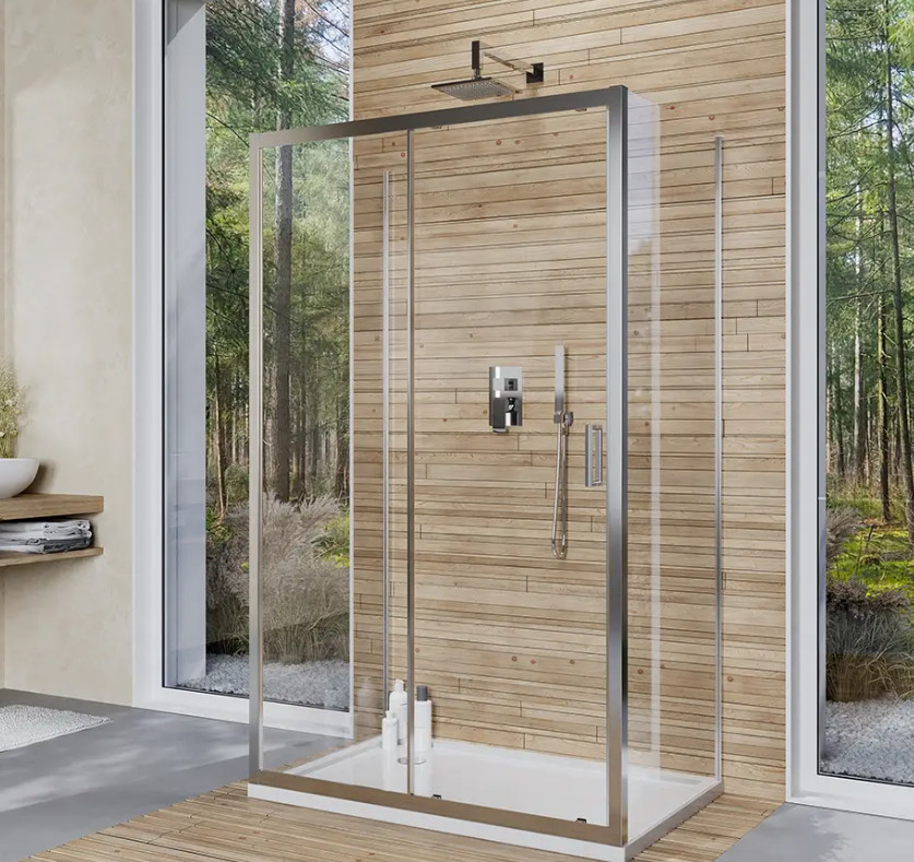 Box Doccia 3 Lati 80x100x80 cm con Porta Scorrevole e Cristallo Temperato 6 mm Trasparente 190h cm | Weiss Stern
