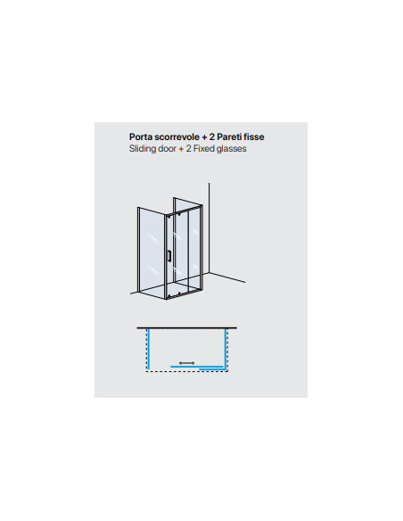 Box Doccia 3 Lati 70x140x70 cm con Porta Scorrevole e Cristallo Temperato 6 mm Trasparente 190h cm | Weiss Stern Tre Lati