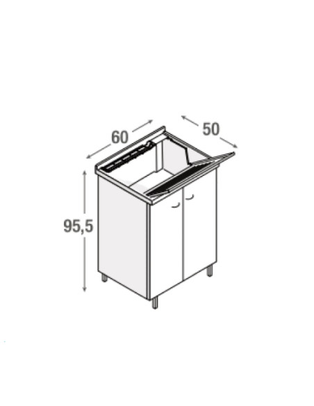 Mobile Lavatoio Due Ante Bianco 60x50 cm 95.5h cm Asse In Termoplastico | Geromin Prima Mobili Lavatoio