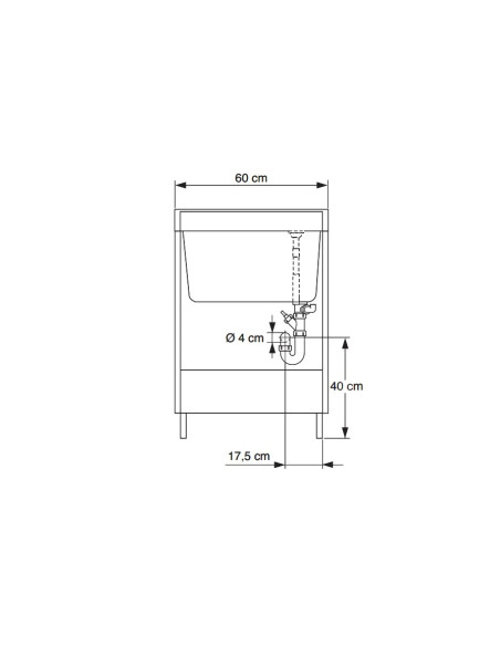 Mobile Lavatoio Due Ante Bianco 60x60 cm 95.5h cm Asse In Termoplastico | Geromin Prima Mobili Lavatoio