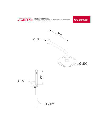 Set Doccia Acciaio Inox Tondo ⌀ 25 cm | Mariani Rubinetterie Set Doccia