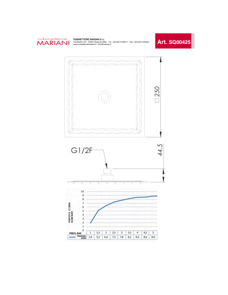 Set Doccia Acciaio Inox Quadro 25 x 25 cm | Mariani Rubinetterie Set Doccia
