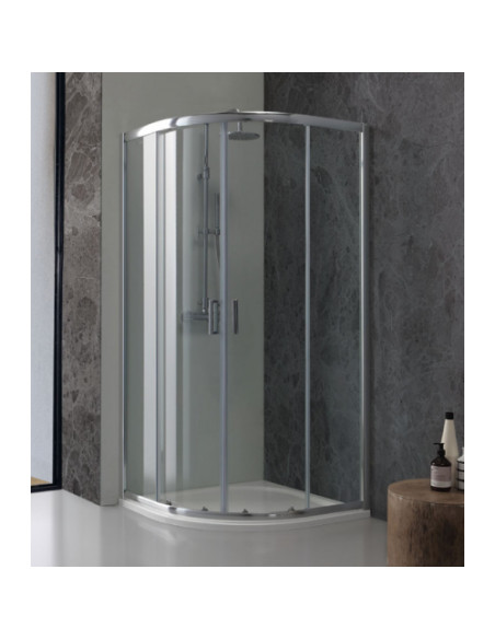 Box Doccia Circolare Scorrevole 90x90 cm in Cristallo Temperato 6 mm Trasparente 190h | New Vertigo Angolare