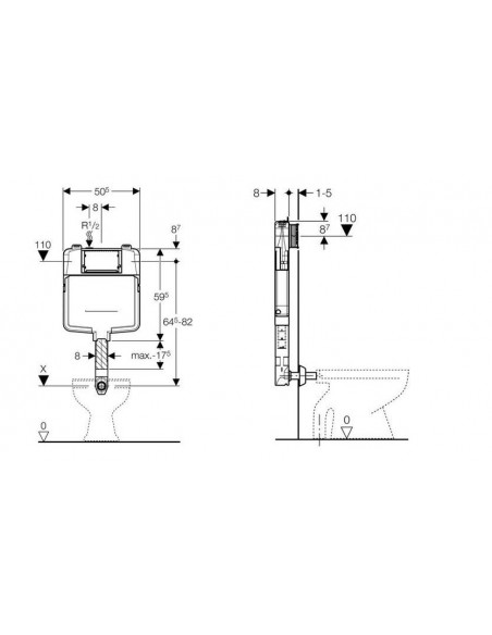 Cassetta di Scarico Incasso WC a Pavimento 109.790.00.1 | Geberit Serie Sigma 8