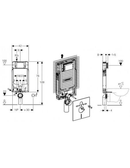 Cassetta di Scarico Incasso WC Sospeso | Geberit Combifix Sigma 8