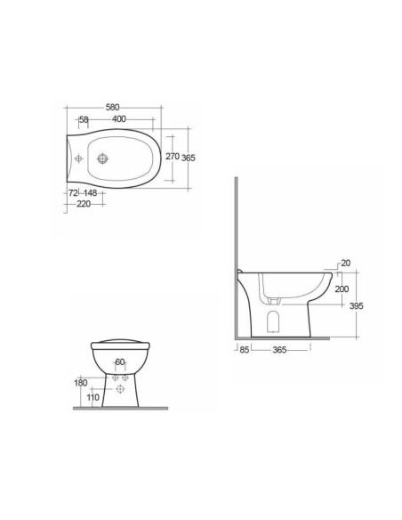 Coppia Sanitari Vaso e Bidet Staccato dal Muro + Coprivaso Tradizionale | Rak Karla 55.36 Coppia Sanitari