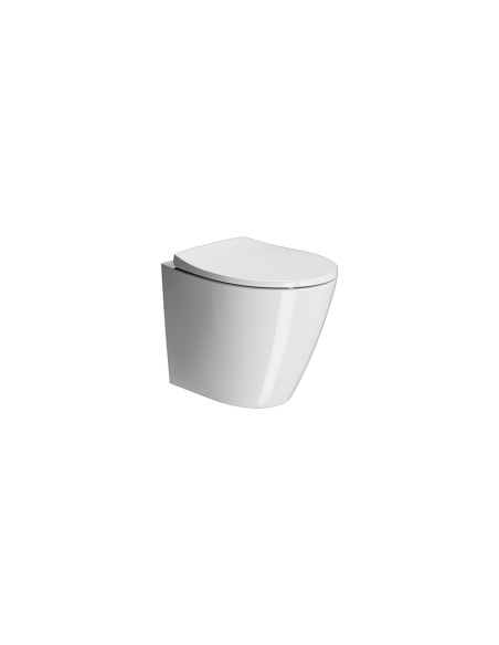 Coppia Sanitari Filomuro Vaso e Bidet a Terra Senza Brida + Coprivaso Soft-Close | Gsi Modo 52.37 Coppia Sanitari