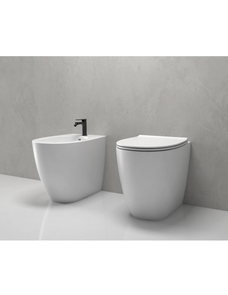 Coppia Sanitari Filomuro Vaso e Bidet Senza Brida + Coprivaso Soft-Close | Globo 4ALL  54.36 Coppia Sanitari