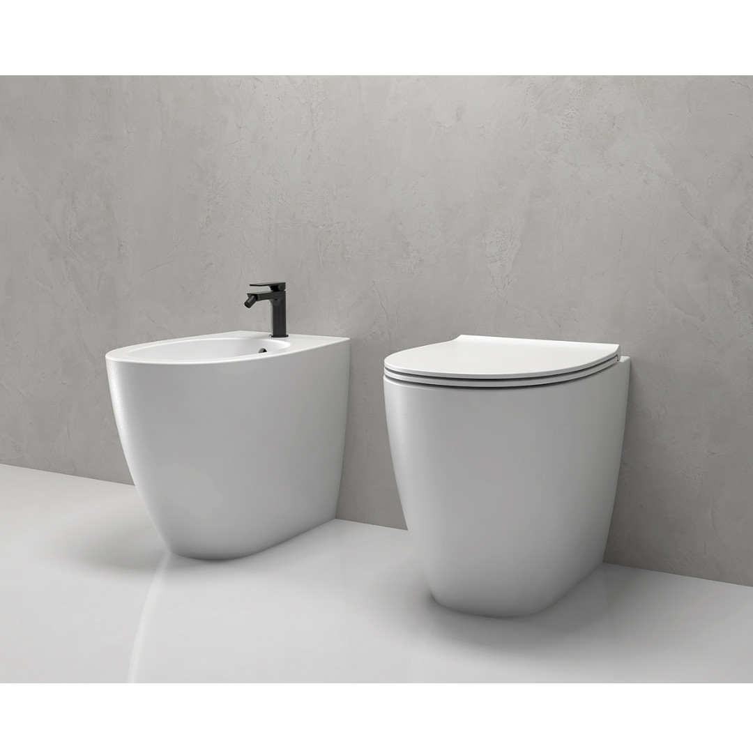 Coppia Sanitari Filomuro Vaso e Bidet Senza Brida + Coprivaso Soft-Close | Globo 4ALL  54.36