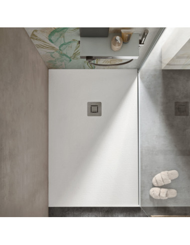 Piatto Doccia 80x120 Effetto Pietra Ultra Slim Antiscivolo Bianco H 2,5 | Geromin Forma Zoe Piatti Doccia Rettangolari