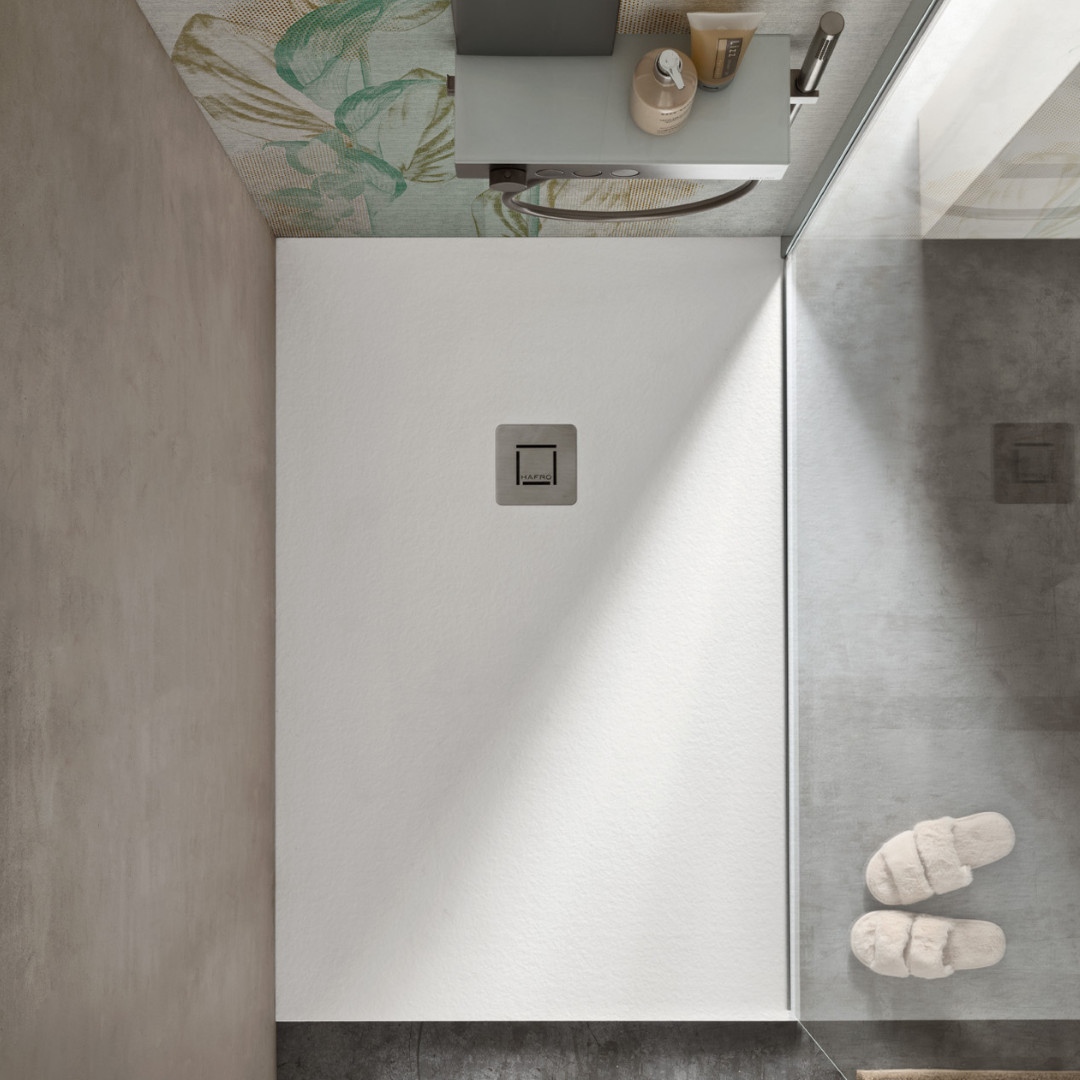 Piatto Doccia 80x120 Effetto Pietra Ultra Slim Antiscivolo Bianco H 2,5 | Geromin Forma Zoe