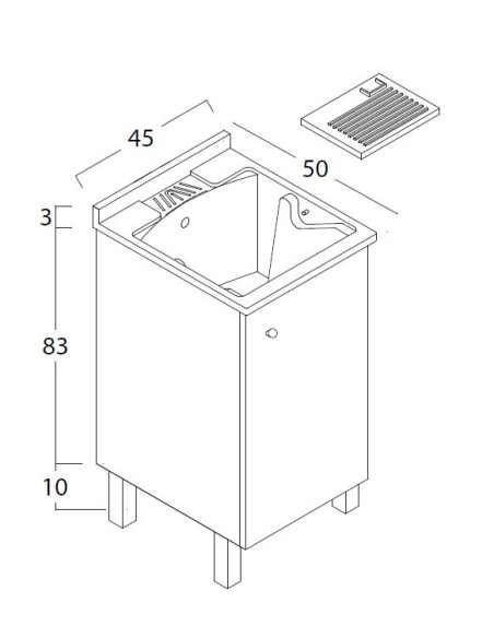 Mobile Lavatoio Due Ante Bianco 45x50 cm 95.5h cm Asse In Termoplastico | Geromin Prima Mobili Lavatoio